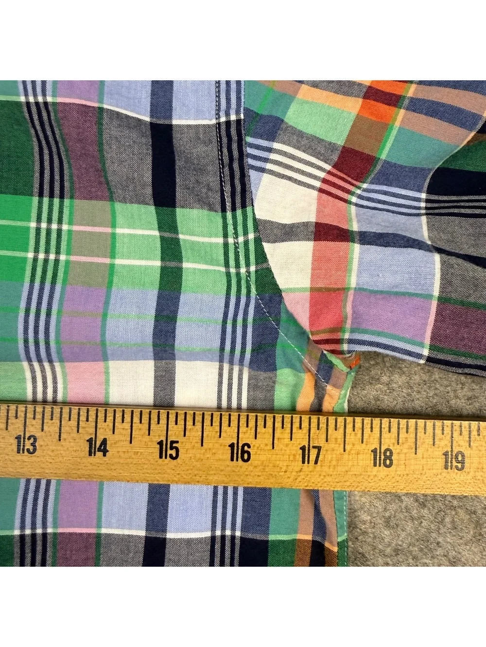 Ralph Lauren Short Sleeve Button Shirt Green Blue Red Plaid Boy’s Medium 117